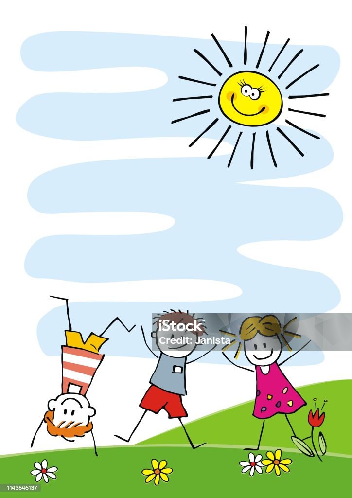 Kids Fun Graphics Happy Kids Funny Creative Illustration Eps Stock Illustration ...