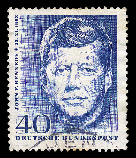 jfk postage stamp GERMANY - CIRCA 1964. Vintage postage stamp memorializes John F. Kennedy, circa 1964. 1964 stock pictures, royalty-free photos & images