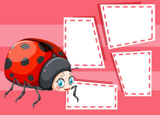 A ladybug on note template A ladybug on note template illustration ladybug frame border clip art stock illustrations