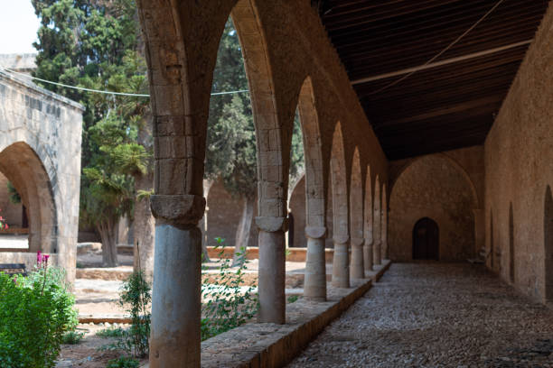 istock Outdoor arched corridor of the monastery. 1143650494