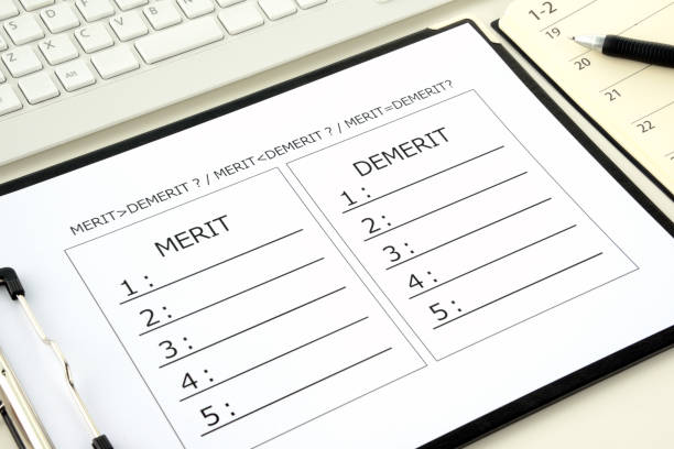 istock Comparison of merit and demerit 1143653264