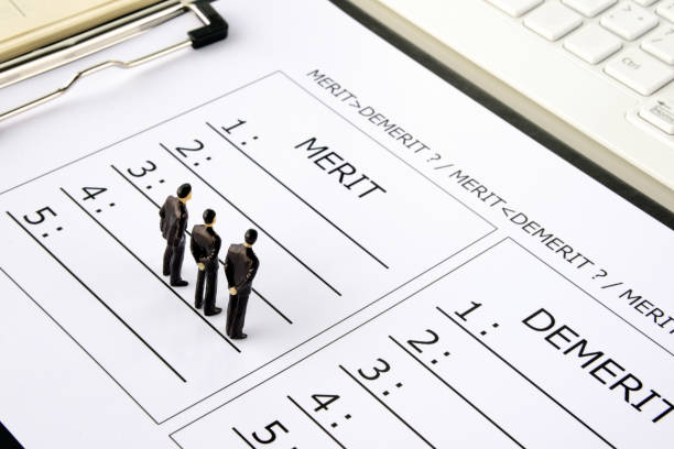 Business man discussing on comparison of merit and demerit