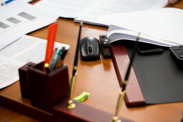 istock Business concept. Desktop freelancer or office worker 1143655073