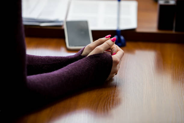 istock sits listening to the speaker 1143655112