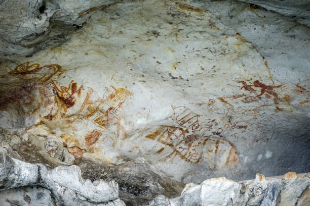 istock Prehistoric paintings in a cave, Phang Nga Bay, Thailand 1143658744