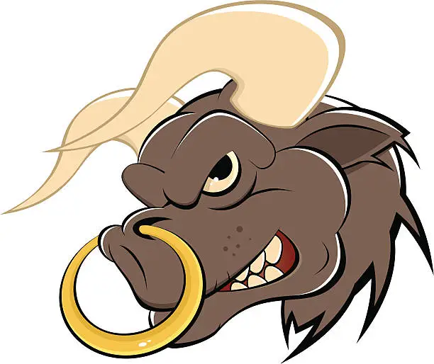 Vector illustration of angry cartoon bull