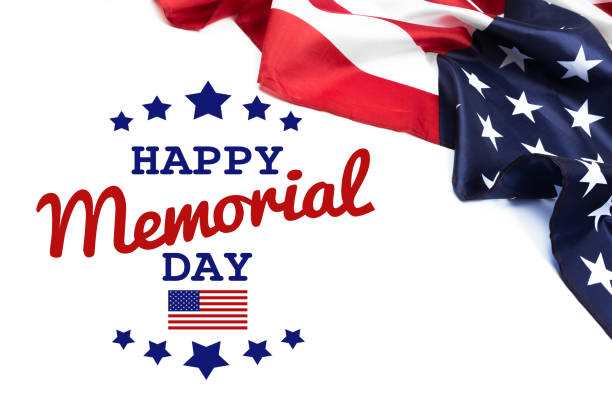 istock Text Memorial Day on American flag background - Image 1143665106