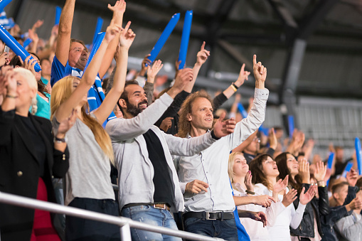 Spectators Cheering Tools Spectators Cheering In Stadium Stock Photo - Download Image Now ...