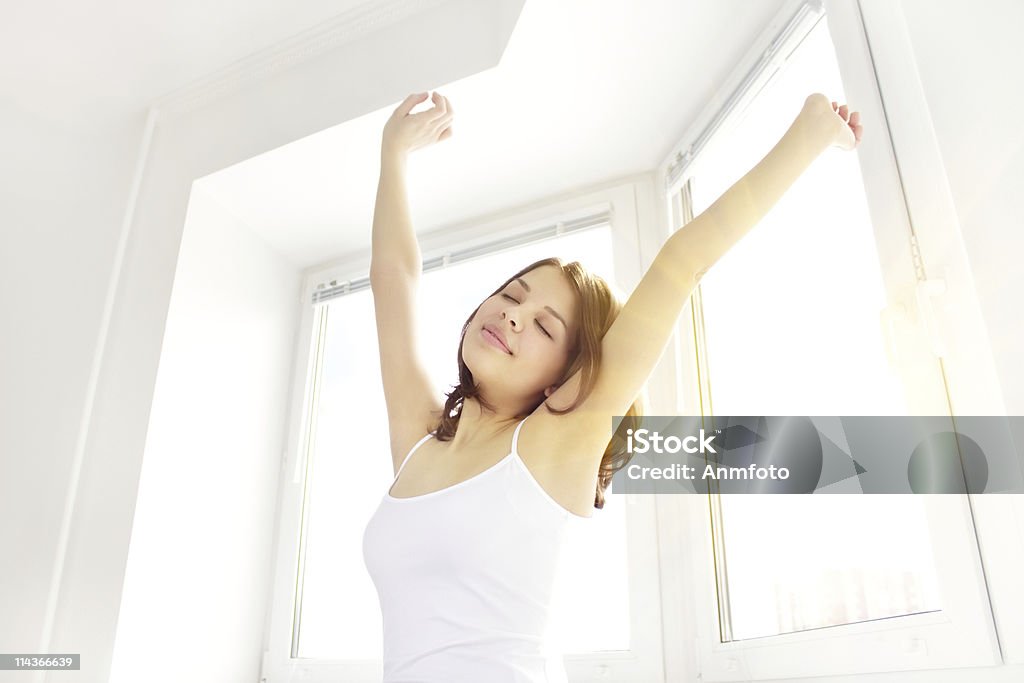 Girl stretching in the morning  Adolescence Stock Photo