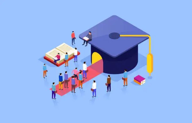Vector illustration of Graduation cap and education
