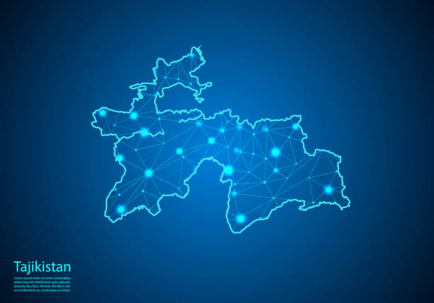 istock Abstract mash line and point scales on dark background with map of tajikistan. Best Internet Concept of tajikistan business from concepts series. Wire frame 3D mesh polygonal network line and dots. 1143676620