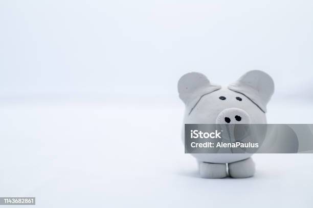 Little Imperfect Childish White Clay Pig Stock Photo - Download Image Now - Clay, Budget, Care