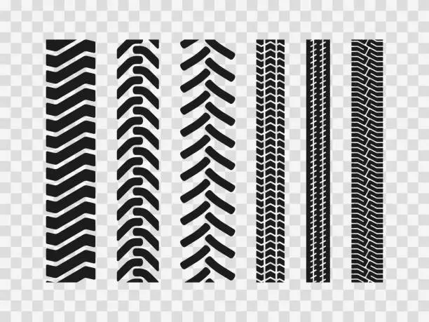 Vector illustration of Heavy machinery tires track patterns