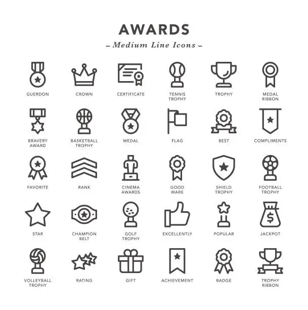 Vector illustration of Awards - Medium Line Icons