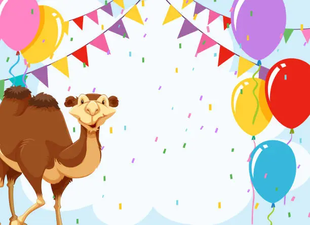 Vector illustration of camel on a party invite