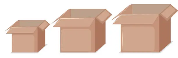 Vector illustration of cardboard boxes in a line