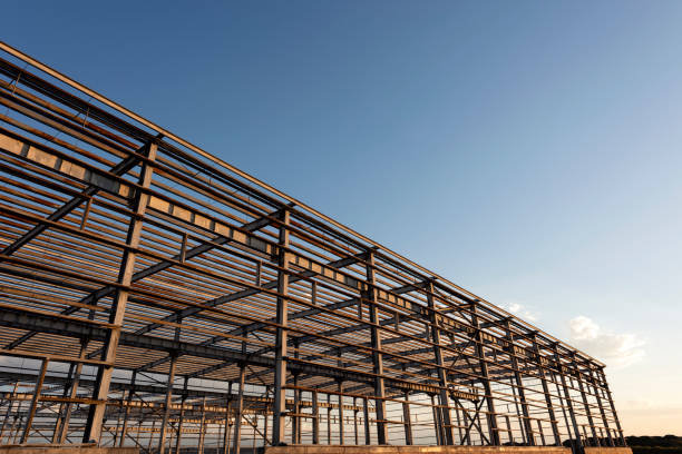 istock The building's steel structure is set against the dusk sky 1143685717