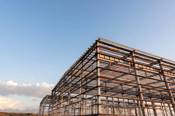 istock The building's steel structure is set against the dusk sky 1143685719