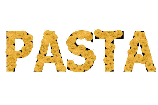 istock Word Pasta created from assortment of pasta on white background. 1143688510