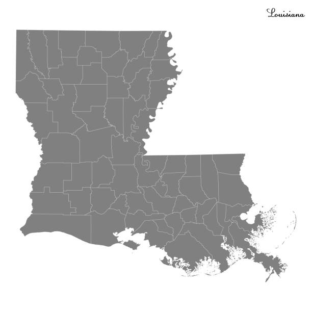 ÐÐ»Ñ ÐÐ½ÑÐµÑÐ½ÐµÑÐ° High Quality map of Louisiana is a state of United States with borders of the counties louisiana stock illustrations