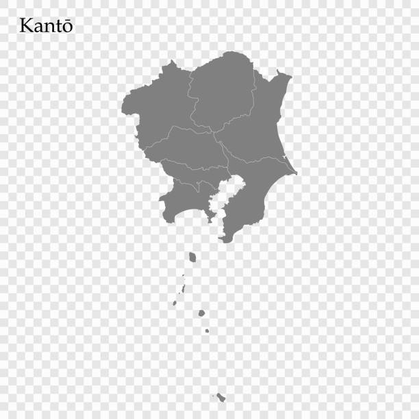 ÐÐ»Ñ ÐÐ½ÑÐµÑÐ½ÐµÑÐ° High Quality map of Kanto is a region of Japan, with borders of the prefectures kanto region stock illustrations