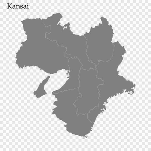 ÐÐ»Ñ ÐÐ½ÑÐµÑÐ½ÐµÑÐ° High Quality map of Kansai is a region of Japan, with borders of the prefectures kinki region stock illustrations