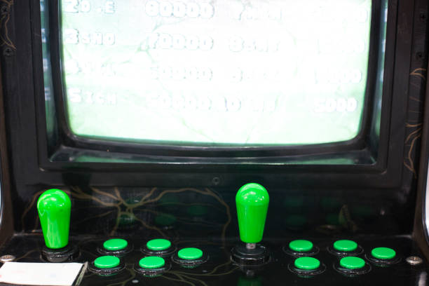 Joystick and buttons on an old arcade game