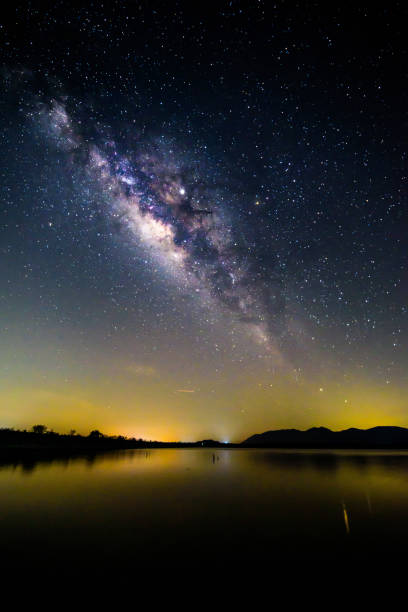 istock Milky way at the lake view in night time 1143696189