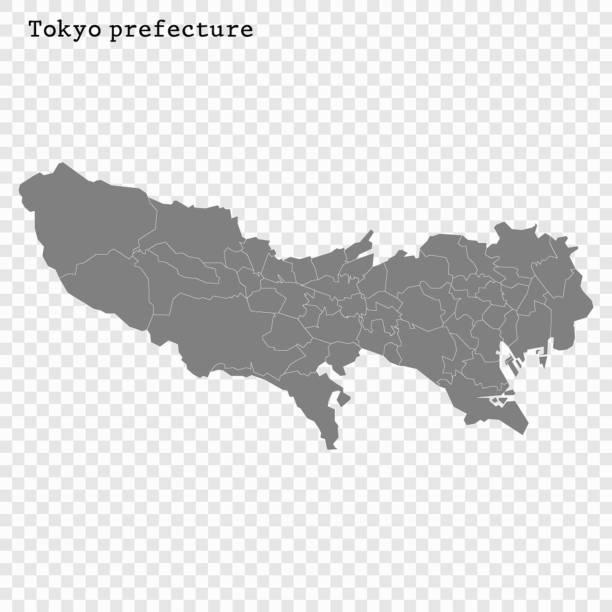 ÐÐ»Ñ ÐÐ½ÑÐµÑÐ½ÐµÑÐ° High Quality map of Tokyo is a prefecture of Japan with borders of the districts kanto region stock illustrations