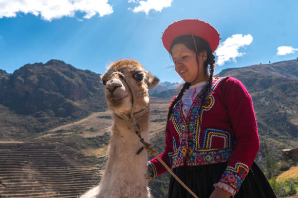 istock Peruvian Woman with Llama 1143698234