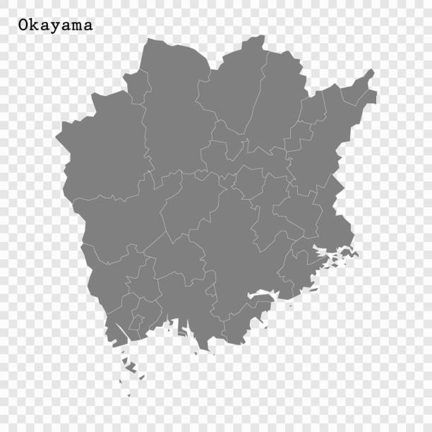 ÐÐ»Ñ ÐÐ½ÑÐµÑÐ½ÐµÑÐ° High Quality map of Okayama is a prefecture of Japan with borders of the districts okayama prefecture stock illustrations