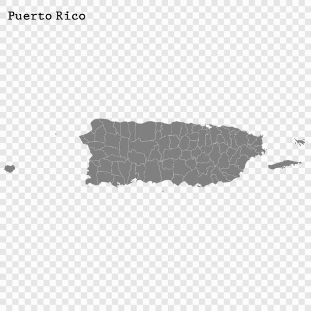 ÐÐ»Ñ ÐÐ½ÑÐµÑÐ½ÐµÑÐ° High Quality map of Puerto Rico is a state of United States with borders of the counties puerto rico stock illustrations