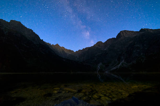 istock Starry night above mountain peaks 1143702355