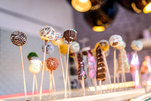 istock Chocolate ball lollipops in a candy shop 1143703310