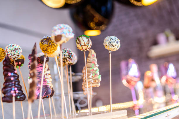 istock Chocolate ball lollipops in a candy shop 1143703364