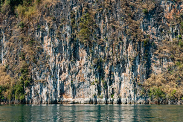 Khao Sok Lake National Park in Thailand. The lake is man made with a Dam and one end. The flooding of the valley has created an abundance of steep sided limestone islands.
