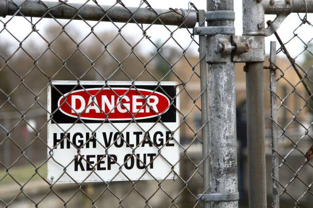 istock A danger sign warning of high voltage 1143711175