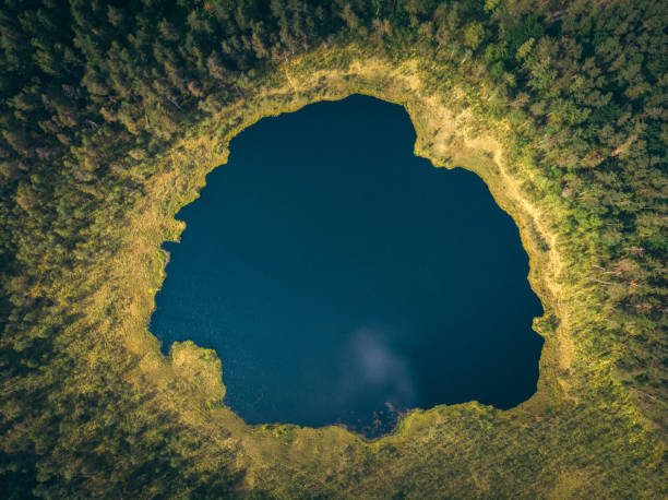 istock Aerial view of forest lake 1143711256
