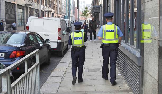 Irish police patrol stock photo