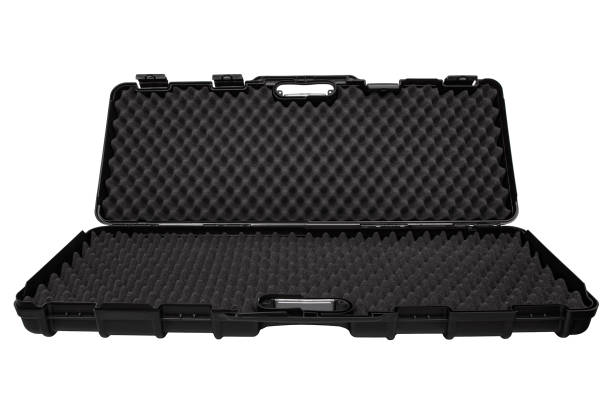 istock Black case for guns isolated on white background 1143712173