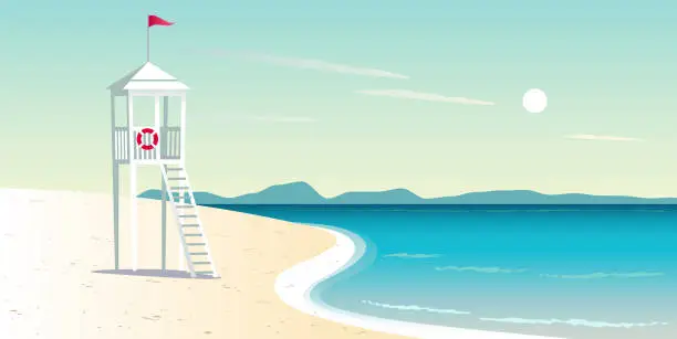 Vector illustration of Empty beach