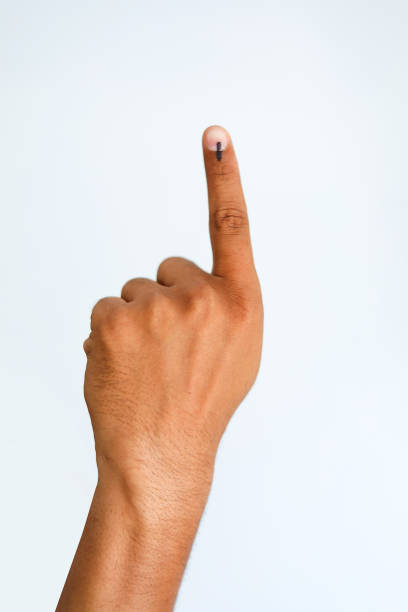 istock Indian Voter Hand with voting sign 1143715496