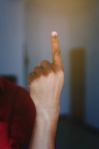 istock Indian Voter Hand with voting sign 1143715667