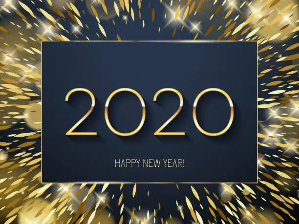 Vector illustration of Golden glow 2020 new year vector illustration.