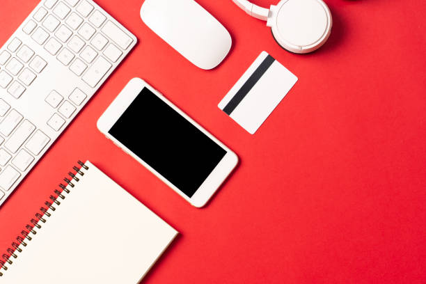 istock Top view image of blank screen mobile for mockup 1143717948