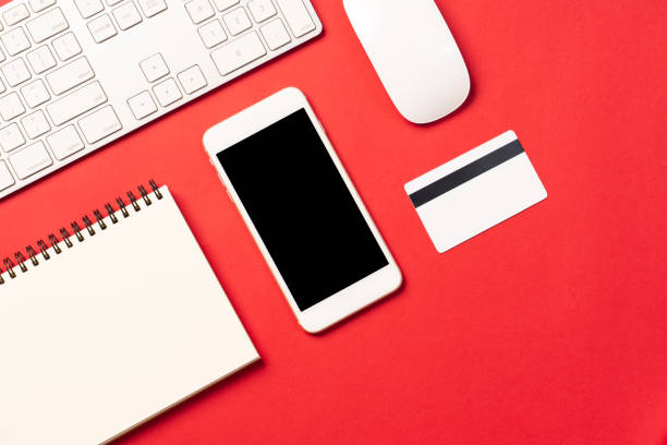 istock Top view image of blank screen mobile for mockup 1143718037