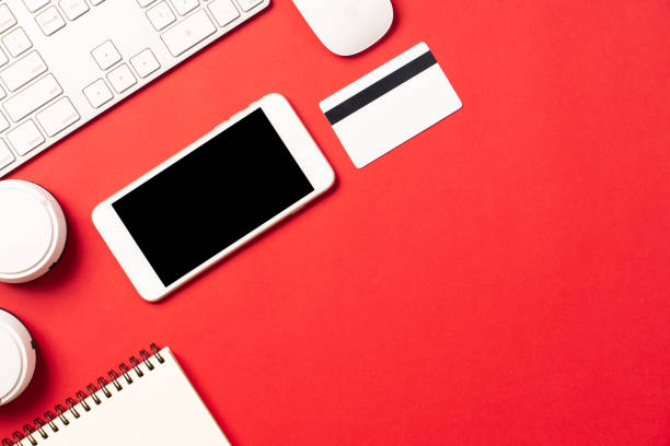 istock Top view image of blank screen mobile for mockup 1143718071