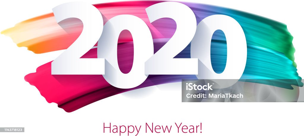 2020 arrière-plan Happy New Year. Modèle de carte de voeux saisonnier. - clipart vectoriel de 2020 libre de droits