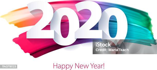 2020 Happy New Year Background Seasonal Greeting Card Template Stock Illustration - Download Image Now
