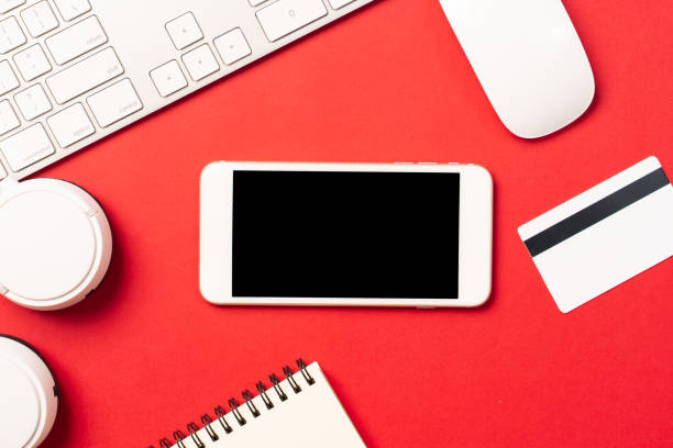 istock Top view image of blank screen mobile for mockup 1143718283